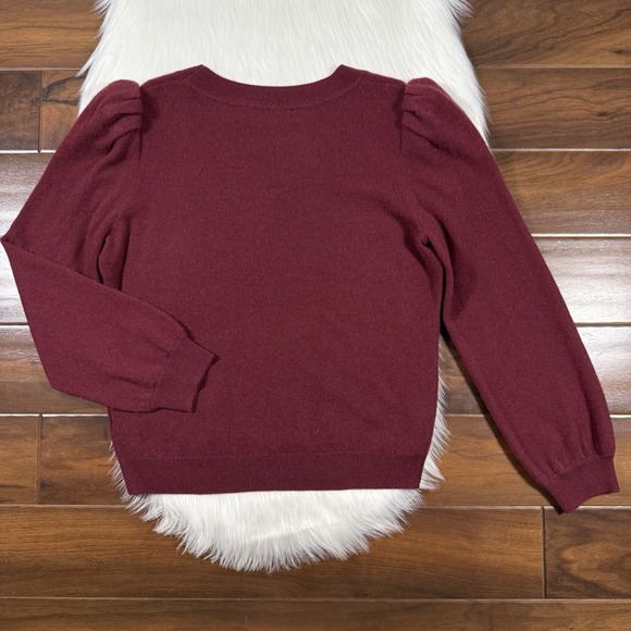 Antonio Melani Size Large Zinfandel Lisa Puff Sleeve Cashmere Pullover Sweater - Picture 7 of 11
